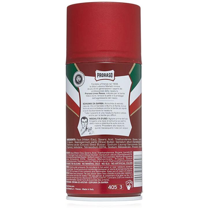 Proraso Shaving Foam Nourish Sandalwood & Shea Butter 300ml - Red back