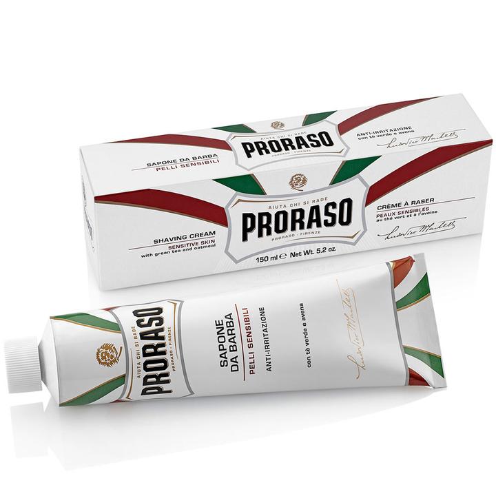 Proraso Pre-Shave Cream Tub Sensitive Green Tea & Oatmeal 150ml - White with box